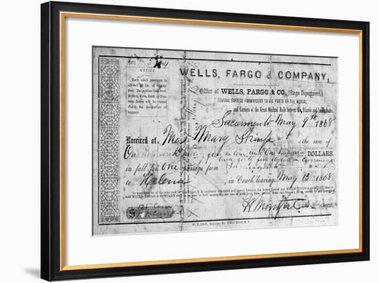 Stagecoach Ticket, 1868-null-Framed Giclee Print