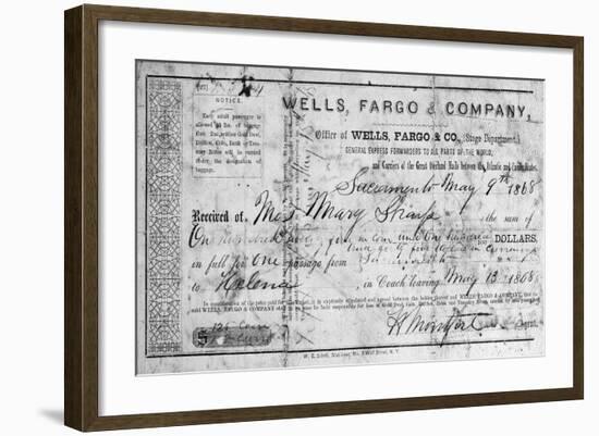 Stagecoach Ticket, 1868-null-Framed Giclee Print