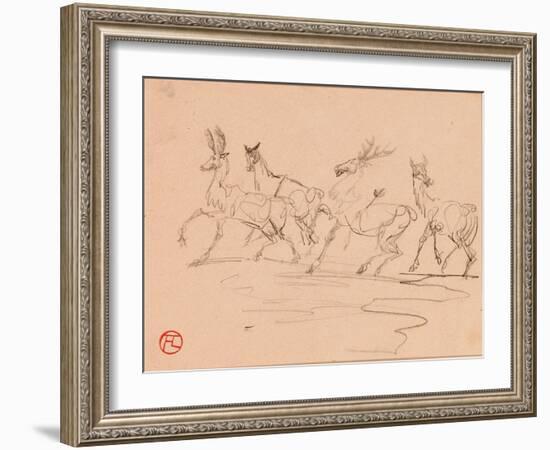 Stags and Hinds-Henri de Toulouse-Lautrec-Framed Giclee Print