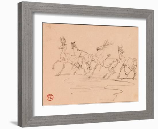 Stags and Hinds-Henri de Toulouse-Lautrec-Framed Giclee Print