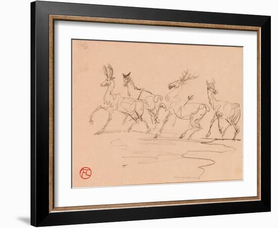 Stags and Hinds-Henri de Toulouse-Lautrec-Framed Giclee Print
