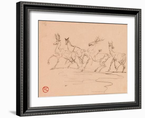 Stags and Hinds-Henri de Toulouse-Lautrec-Framed Giclee Print