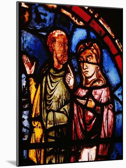 Stained Glass, 13th circa Noah and His Wife Boarding the Ark from the Noah Window-null-Mounted Giclee Print