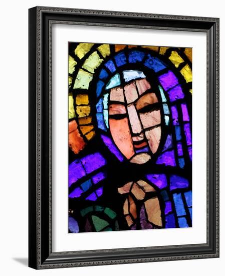 Stained Glass by Alexandre Cingria of the Virgin Mary, Notre-Dame Des Alpes Church, Le Fayet, Haute-Godong-Framed Photographic Print