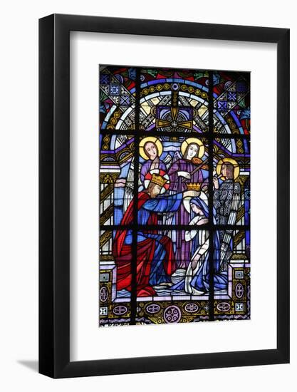 Stained glass by Jacques Gruber, Notre Dame de Brebieres basilica, Albert, Somme, France-Godong-Framed Photographic Print