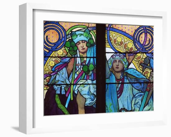 Stained Glass by Mucha, St. Vitus Cathedral, Prague, Czech Republic-Upperhall-Framed Photographic Print