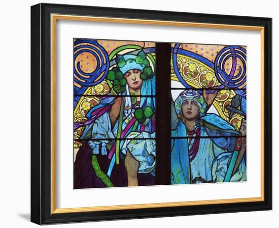 Stained Glass by Mucha, St. Vitus Cathedral, Prague, Czech Republic-Upperhall-Framed Photographic Print