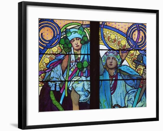 Stained Glass by Mucha, St. Vitus Cathedral, Prague, Czech Republic-Upperhall-Framed Photographic Print