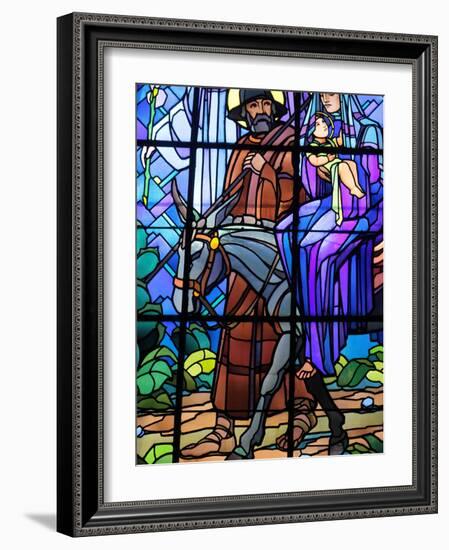 Stained Glass by Raphael Lardeur of the Flight into Egypt, St. Joseph De Chedde Church, Haute-Savoi-Godong-Framed Photographic Print