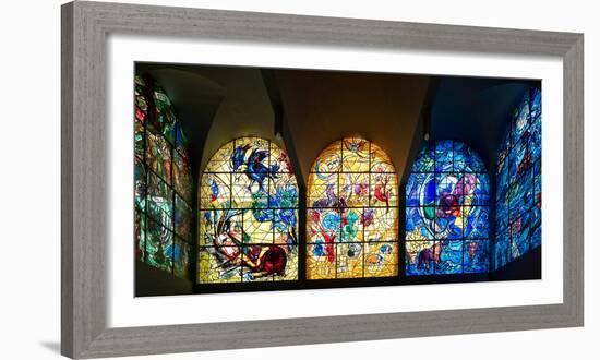 Stained glass Chagall Windows at Hadassah Medical Centre, Jerusalem, Israel-null-Framed Photographic Print