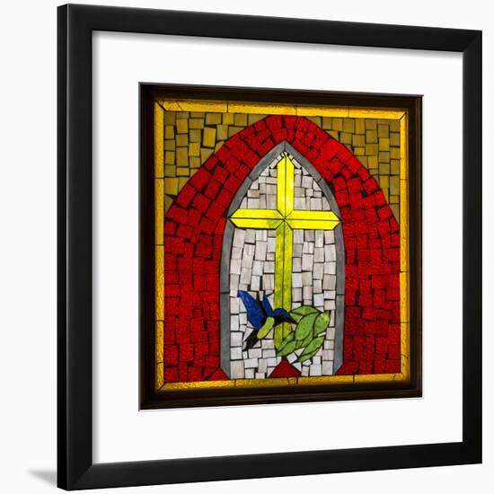 Stained Glass Cross II-Kathy Mahan-Framed Photographic Print
