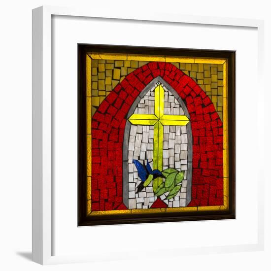 Stained Glass Cross II-Kathy Mahan-Framed Photographic Print