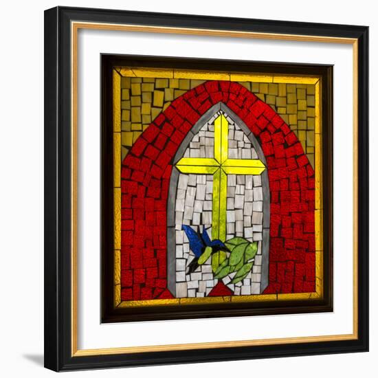 Stained Glass Cross II-Kathy Mahan-Framed Photographic Print