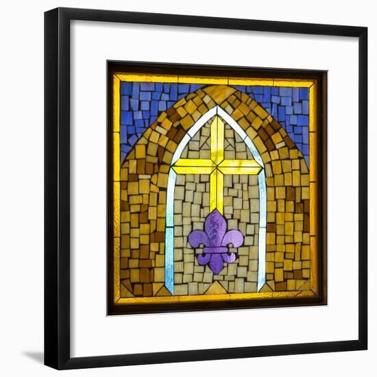 Stained Glass Cross III-Kathy Mahan-Framed Photographic Print