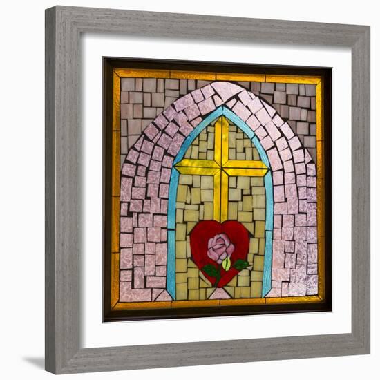 Stained Glass Cross IV-Kathy Mahan-Framed Photographic Print