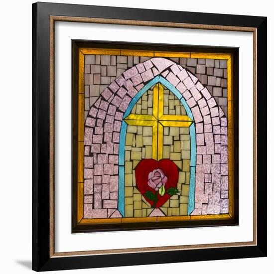 Stained Glass Cross IV-Kathy Mahan-Framed Photographic Print