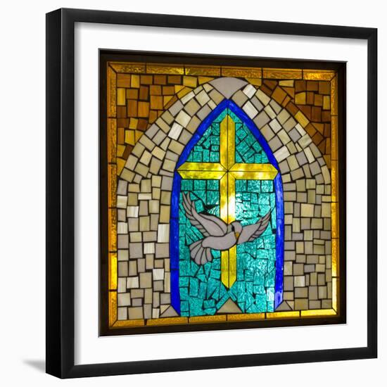 Stained Glass Cross V-Kathy Mahan-Framed Photographic Print