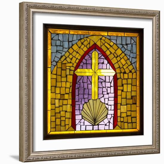 Stained Glass Cross VI-Kathy Mahan-Framed Photographic Print