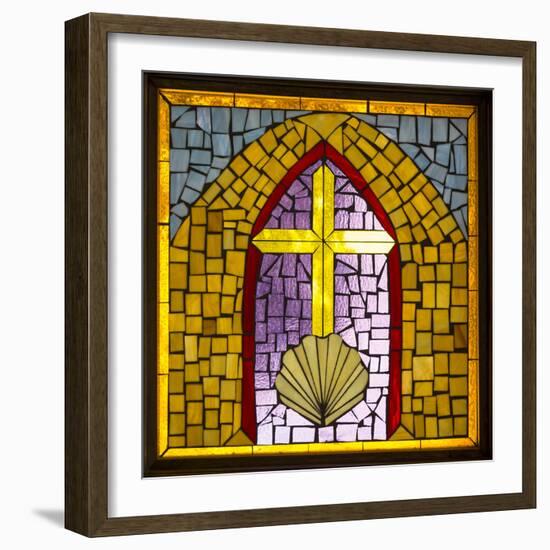 Stained Glass Cross VI-Kathy Mahan-Framed Photographic Print