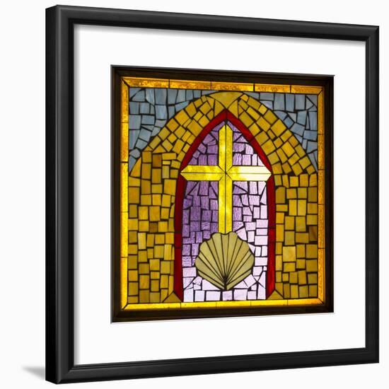 Stained Glass Cross VI-Kathy Mahan-Framed Photographic Print