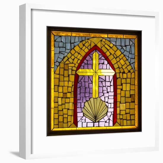 Stained Glass Cross VI-Kathy Mahan-Framed Photographic Print