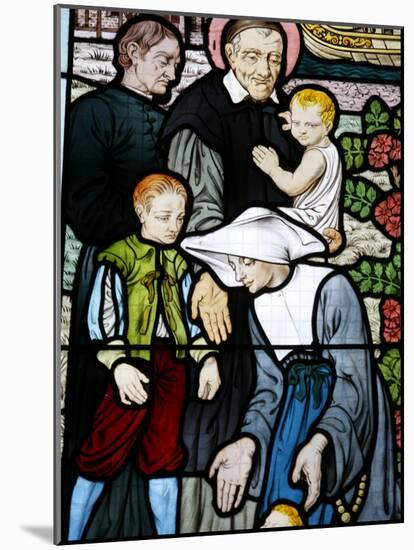 Stained Glass Depicting St. Vincent De Paul, Founder of the Daughters of Charity Congregation-Godong-Mounted Photographic Print