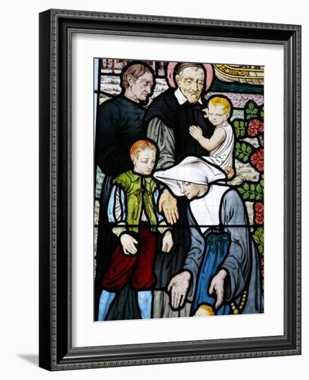 Stained Glass Depicting St. Vincent De Paul, Founder of the Daughters of Charity Congregation-Godong-Framed Photographic Print