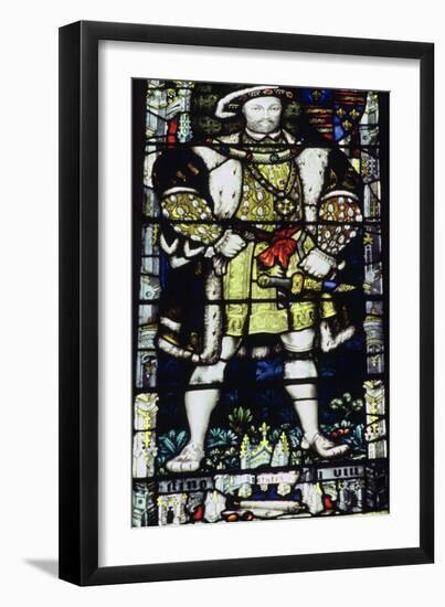 Stained glass depiction of King Henry VIII of England, Canterbury Cathedral. Artist: Unknown-Unknown-Framed Giclee Print