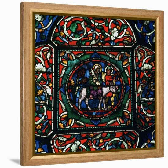 Stained Glass Depiction of the Holy Family Fleeing to Egypt, 12th Century-CM Dixon-Framed Premier Image Canvas