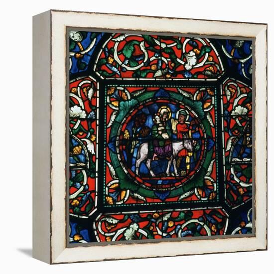 Stained Glass Depiction of the Holy Family Fleeing to Egypt, 12th Century-CM Dixon-Framed Premier Image Canvas