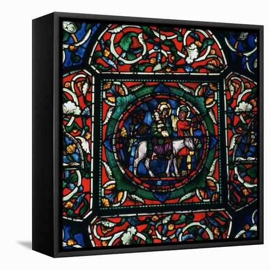 Stained Glass Depiction of the Holy Family Fleeing to Egypt, 12th Century-CM Dixon-Framed Premier Image Canvas