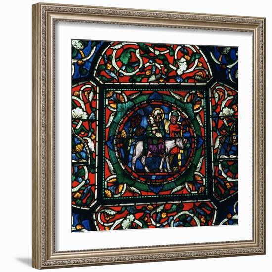 Stained Glass Depiction of the Holy Family Fleeing to Egypt, 12th Century-CM Dixon-Framed Photographic Print