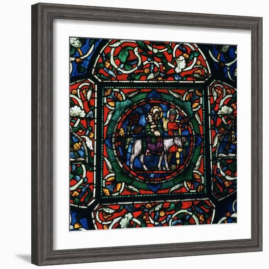 Stained Glass Depiction of the Holy Family Fleeing to Egypt, 12th Century-CM Dixon-Framed Photographic Print