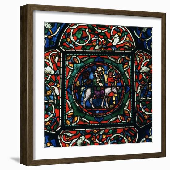 Stained Glass Depiction of the Holy Family Fleeing to Egypt, 12th Century-CM Dixon-Framed Photographic Print