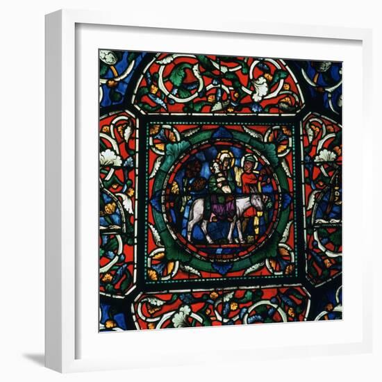 Stained Glass Depiction of the Holy Family Fleeing to Egypt, 12th Century-CM Dixon-Framed Photographic Print