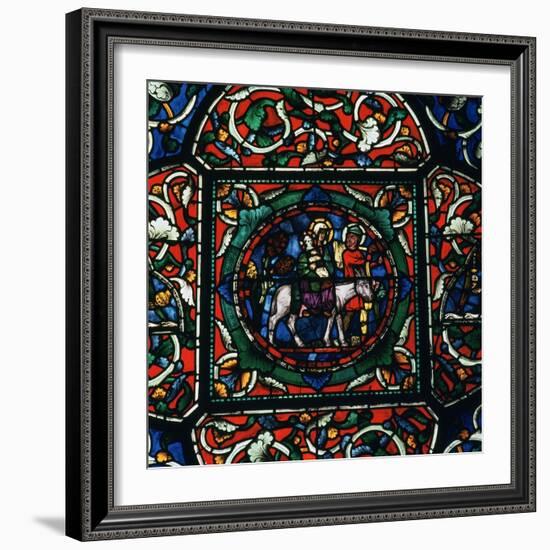 Stained Glass Depiction of the Holy Family Fleeing to Egypt, 12th Century-CM Dixon-Framed Photographic Print