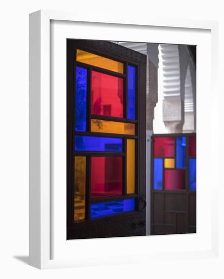 Stained Glass Door, Marrakech, Morocco-David H. Wells-Framed Photographic Print