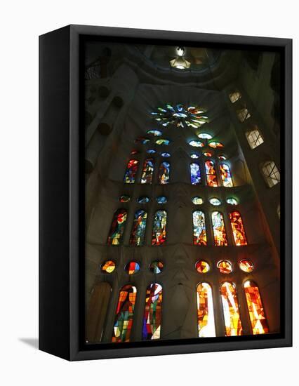 Stained Glass in Sagrada Familia, Barcelona, Catalonia, Spain, Europe-null-Framed Premier Image Canvas