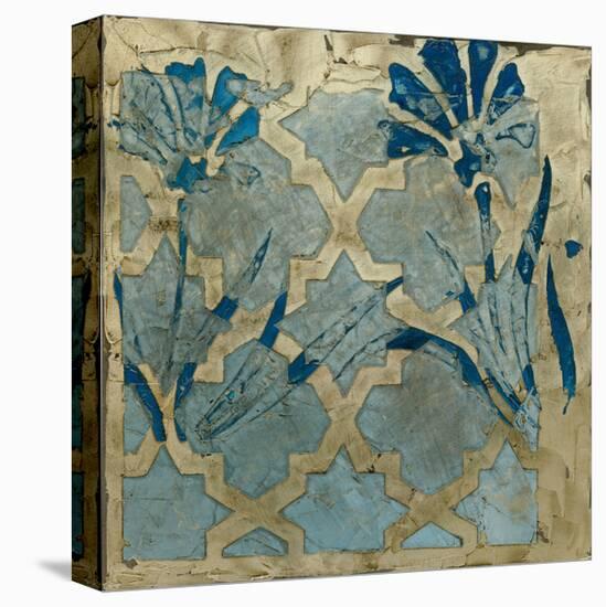 Stained Glass Indigo II Stretched Canvas Print by Megan Meagher