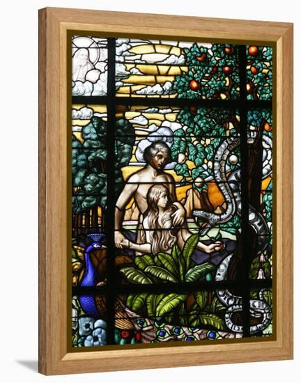Stained Glass of Adam and Eve in the Garden of Eden, Vienna, Austria, Europe-Godong-Framed Premier Image Canvas