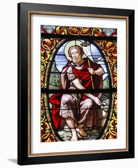 Stained Glass of John the Baptist, Saint-Louis Cathedral, Versailles, France, Europe-null-Framed Photographic Print