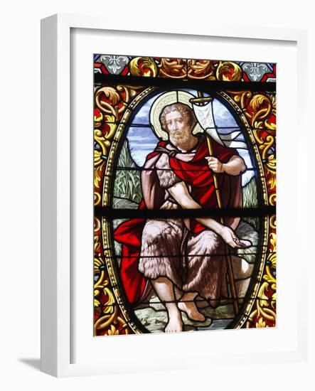 Stained Glass of John the Baptist, Saint-Louis Cathedral, Versailles, France, Europe-null-Framed Photographic Print