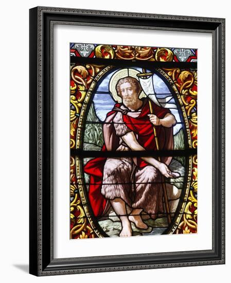 Stained Glass of John the Baptist, Saint-Louis Cathedral, Versailles, France, Europe-null-Framed Photographic Print