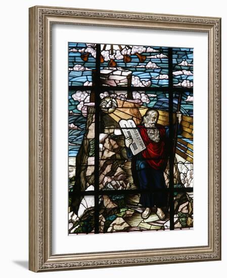 Stained Glass of Moses Holding the Tablets of the Law, Vienna, Austria, Europe-Godong-Framed Photographic Print