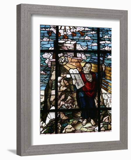 Stained Glass of Moses Holding the Tablets of the Law, Vienna, Austria, Europe-Godong-Framed Photographic Print