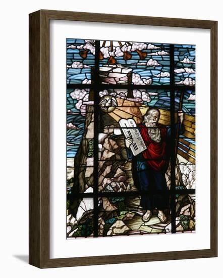 Stained Glass of Moses Holding the Tablets of the Law, Vienna, Austria, Europe-Godong-Framed Photographic Print