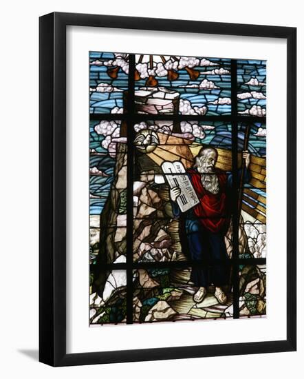 Stained Glass of Moses Holding the Tablets of the Law, Vienna, Austria, Europe-Godong-Framed Photographic Print