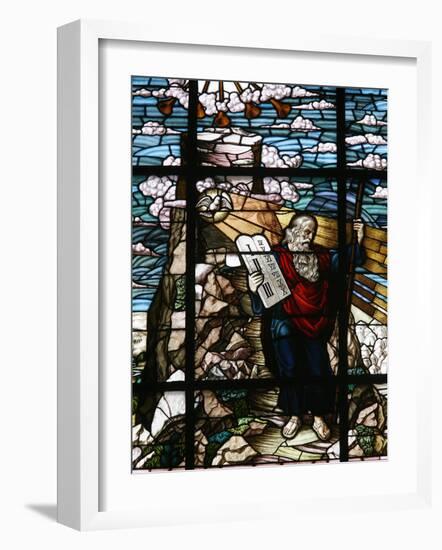 Stained Glass of Moses Holding the Tablets of the Law, Vienna, Austria, Europe-Godong-Framed Photographic Print