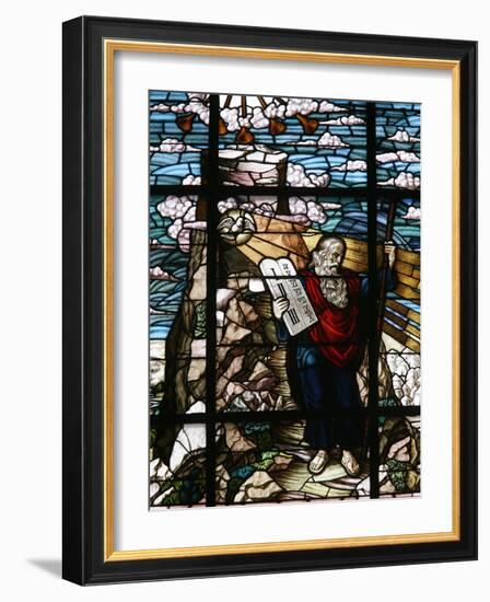 Stained Glass of Moses Holding the Tablets of the Law, Vienna, Austria, Europe-Godong-Framed Photographic Print