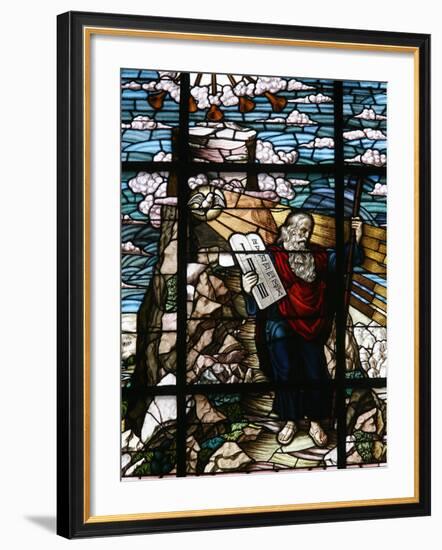 Stained Glass of Moses Holding the Tablets of the Law, Vienna, Austria, Europe-Godong-Framed Photographic Print